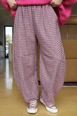 Donald Plaid Brushed Cotton Barrel Pant Pink